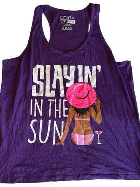 Izzy & Liv Purple Graphic Racerback Tank Top Size 2XL